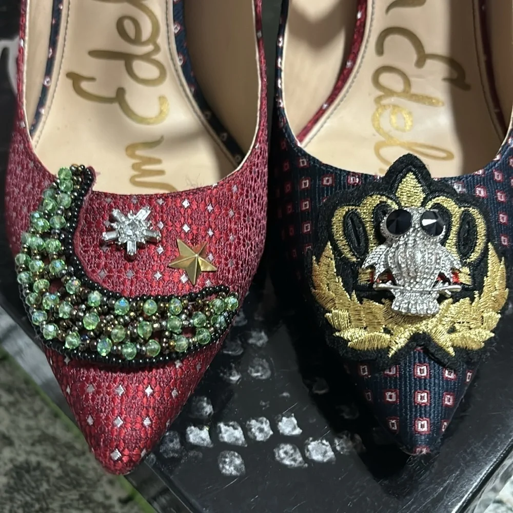 Sam Edelman heels for eve party, rare find, embroidered on front - Picture 2 of 9